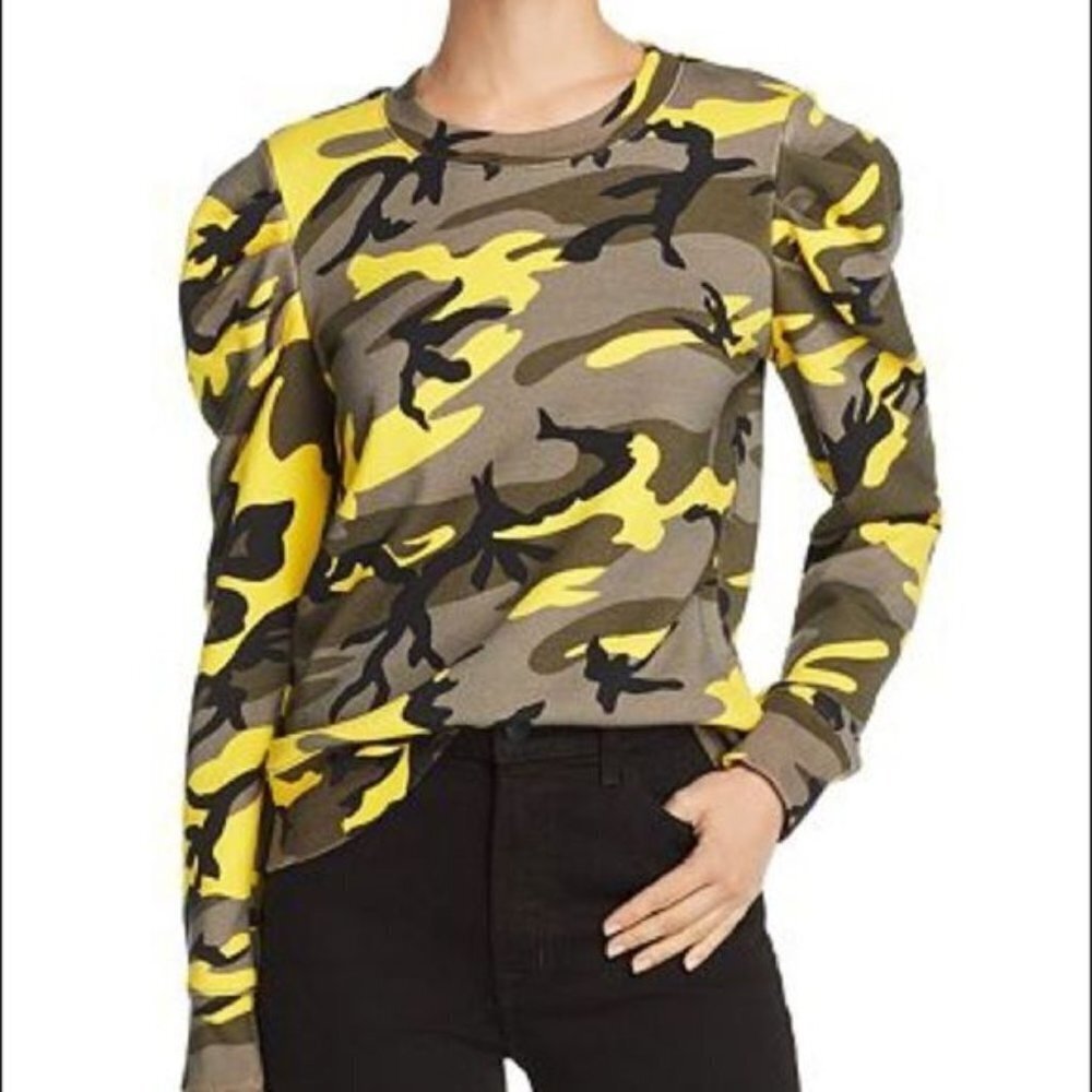 Pam & GELA puff shoulder cotton sweatshirt in pop camo medium